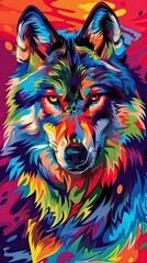  colorful drawing of a wolf in graffiti style 