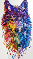 Canvas Print - colorful drawing of a wolf in graffiti style 