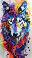 Naklejka na meble colorful drawing of a wolf in graffiti style 