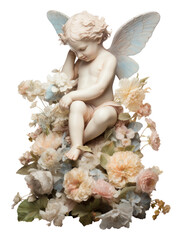 Sticker - PNG Cherub flower angel plant.