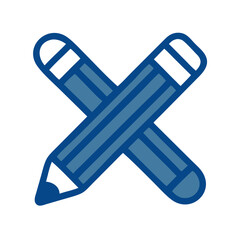 Crossed pencils icon, blue and white, drawing and creativity theme