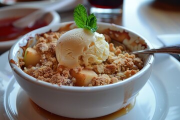 Poster - Apple crumble topped with ice cream