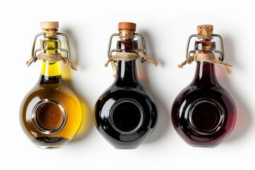 Poster - Balsamic vinegar on white background top view flat lay