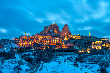 Wall Mural - Uchisar Town night view in Cappadocia