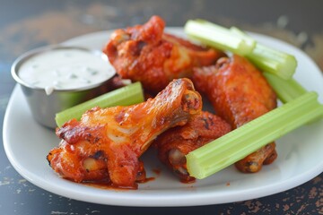 Poster - buffalo wings with celery and ranch dip