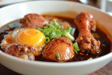 Sticker - Chicken in Sweet Brown Sauce served in white bowl