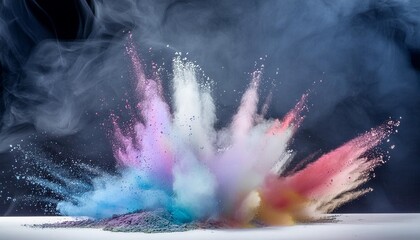 Wall Mural - bright colorful powder paint splashed onto a black background