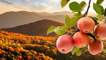 Canvas Print - isolated closeup apple tree branch with ripe red apples and green leaves on transparent background concept organic local season fruits and harvesting generative ai