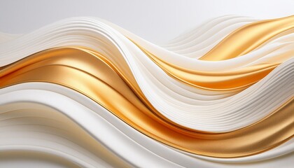 Wall Mural - elegant abstract waves of white and gold create a soothing fluid design for backgrounds presentations and artistic projects