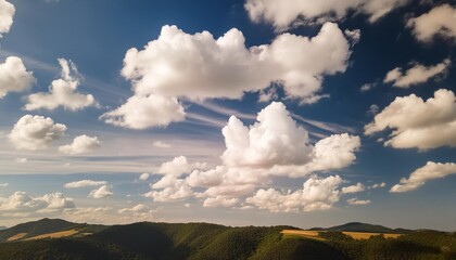 Wall Mural - abstract fantasy sky background clear blue sky and white clouds sky landscape background summer heaven with colorful clearing sky