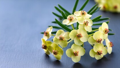 Canvas Print - cypress spurge euphorbia cyparissias flowers closeup selective focus