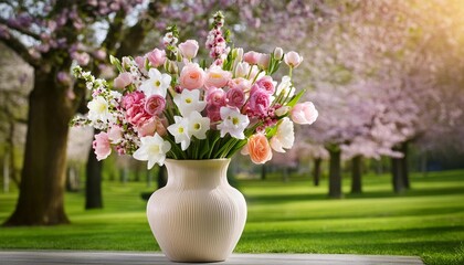 Wall Mural - spring flowers in big vase