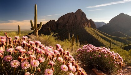 Canvas Print - wild flowers in bloom after a particularly good rainy season at picacho peak state park arizona