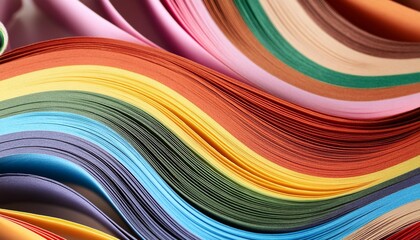 Wall Mural - horizontal abstract vibrant color wave rainbow strip paper background