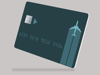 Wall Mural - Here is a generic travel credit card featuring an airliner in the design. This is a 3-d illustration.