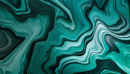 Poster - dark green turquoise color of abstract wavy fluid marble texture background