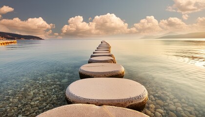 Wall Mural - stepping stones lead the way forward on a calm sea