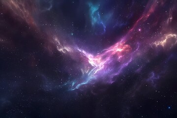 Wall Mural - Colorful nebula with vibrant purple, blue, and pink shades against a starry cosmos backdrop