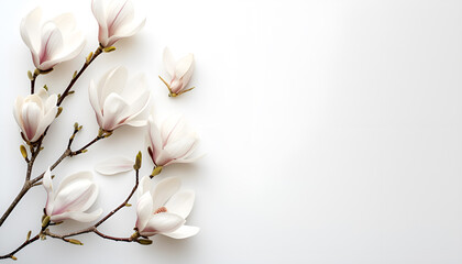 Wall Mural - Pink magnolia flower isolated on white background with full depth of field