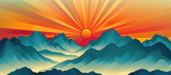 Sticker - Sunset Over Mountain Range