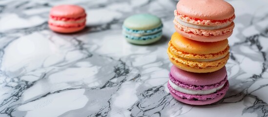 Sticker - Colorful Macarons on Marble Background