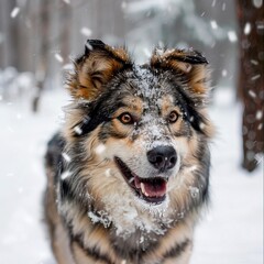 Canvas Print - Wolf-like dog in the snow