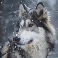 Canvas Print - Wolf-like dog in the snow