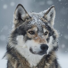 Canvas Print - Wolf-like dog in the snow