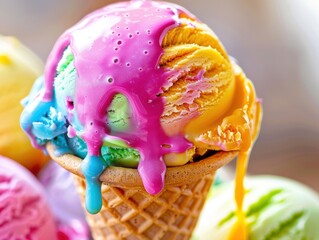 Canvas Print - Colorful Ice Cream Cone