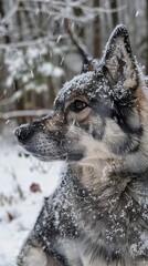 Poster - Wolf-like dog in the snow