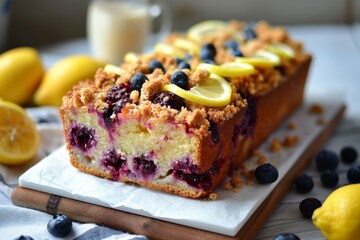 Canvas Print - Lemon blueberry crumble cake