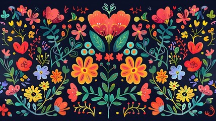 Poster - Seamless floral textile wallpaper pattern