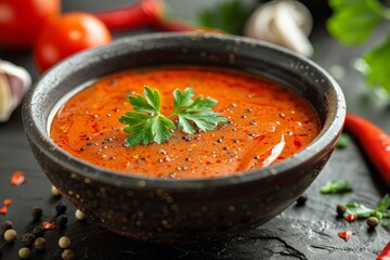 Wall Mural - Organic red buffalo sauce in a bowl with spicy heat