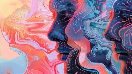 Poster - Abstract Portrait with Swirling Lines