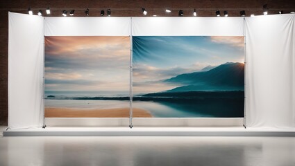 Wall Mural - Exhibition Wall Banner Cloth Straight Display Stand isolated on a white background