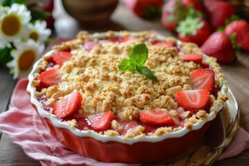 Poster - Seasonal recipe for Strawberry Rhubarb Crumble