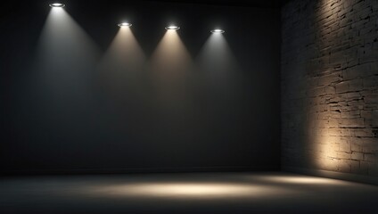 Wall Mural - Glowing backdrop with spotlight and blank wall