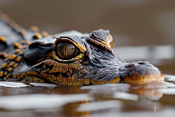 Wall Mural - Cuban crocodile in natural environment ultra-realistic photo