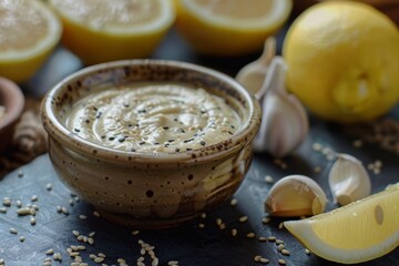 Sticker - Tahini sauce sesame lemon garlic oil