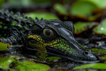 Wall Mural - Gharial in natural environment ultra-realistic photo