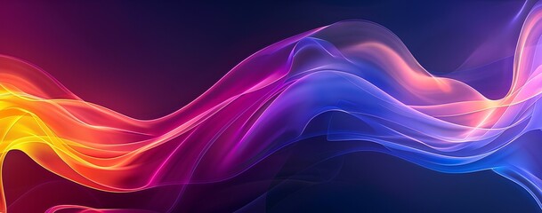 Abstract colorful background with glowing waves of vibrant colors and smoke, creating an elegant and dynamic design for digital art or graphic designs