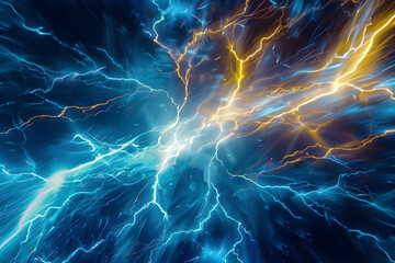 Wall Mural - abstract energy and electrical background with blue lightning and plasma