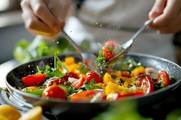 Person cooking a healthy meal, illustrating nutrition and wellness