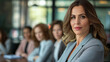 © Olga - Businesswoman confidently leading a team meeting, highly professional photo picture emphasizing sharp focus and clear expressions, businesswoman, with copy space