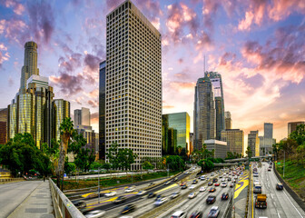 Wall Mural - Los Angeles downtown traffic