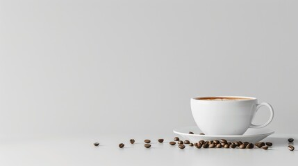 Canvas Print - White coffee with empty space in the backdrop