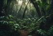 © wafi - ai adventure primeval jungle thick generative rainforest wild wilderness tropical landscape panorama green forest nature dense