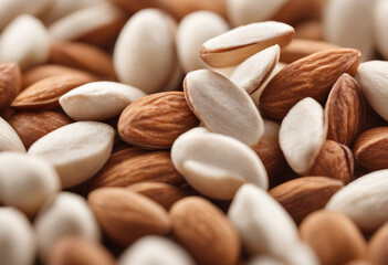 Wall Mural - A pile of raw shelled almonds their texture highlighting natural sources of protein and healthy fats