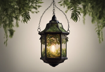 Wall Mural - An ornate jungle-themed hanging lantern isolated on transparent background