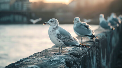 Wall Mural - Seagull in the city